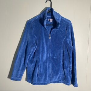 Laura Scott Women’s Plush Fleece Zip Up Jacket Blue Full Zip Soft Cozy Size 1X